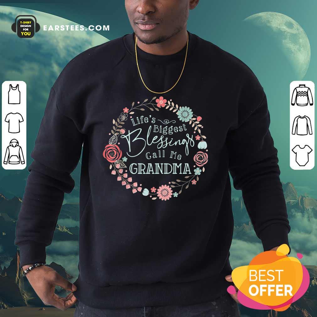 Life Biggest Blessings Call Me Grandma Flower Shirt - Image 3