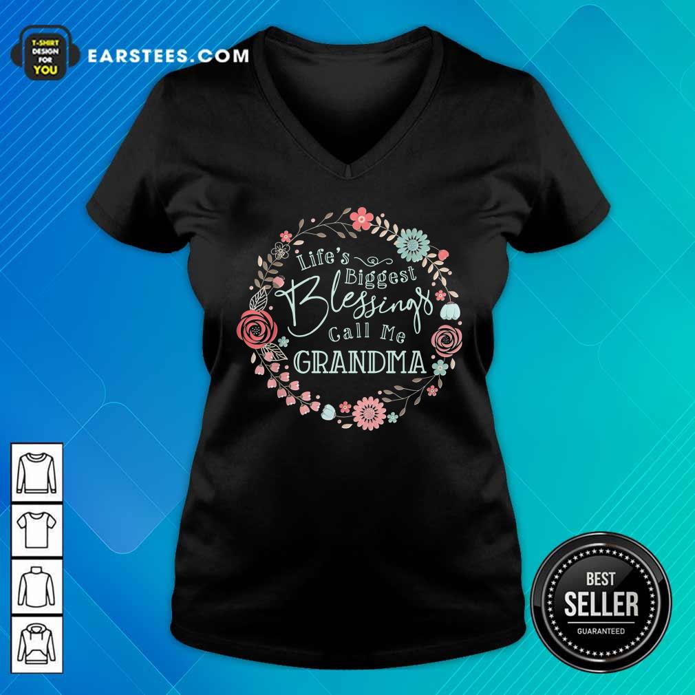 Life Biggest Blessings Call Me Grandma Flower Shirt - Image 5