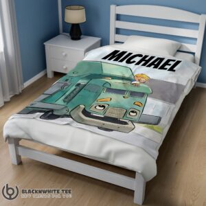 Alternative view of Cartoon Trash Truck Cute Blanket Fleece Customized Premium Blanket