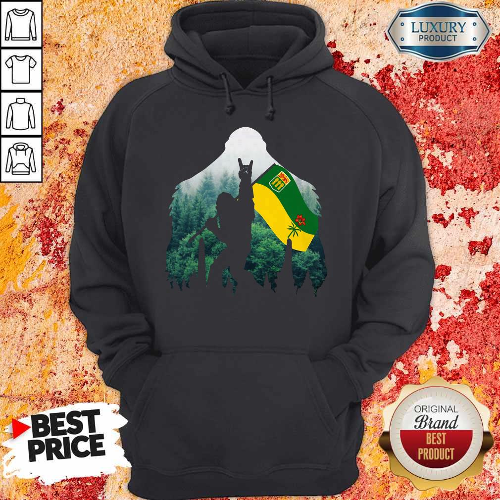 Bigfoot Saskatchewan Flag In The Forest Shirt - Image 4