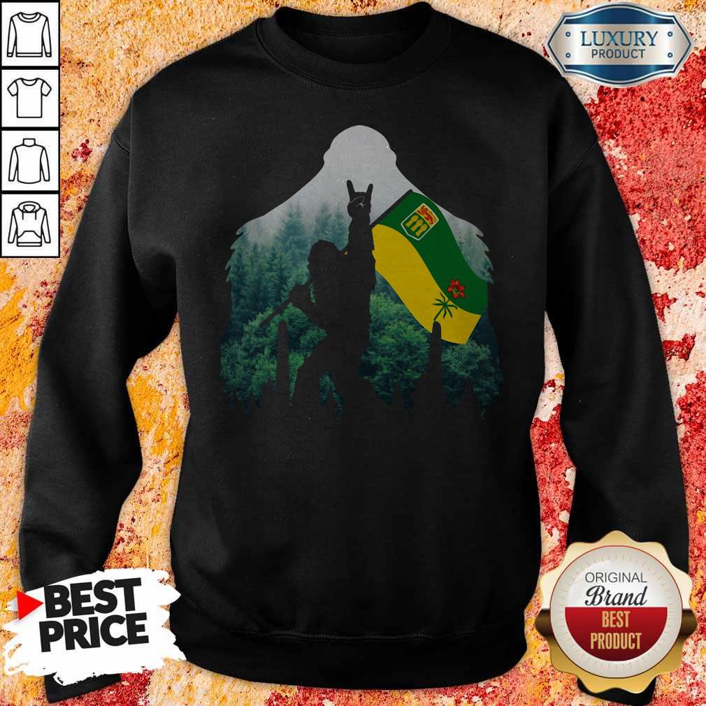 Bigfoot Saskatchewan Flag In The Forest Shirt - Image 3