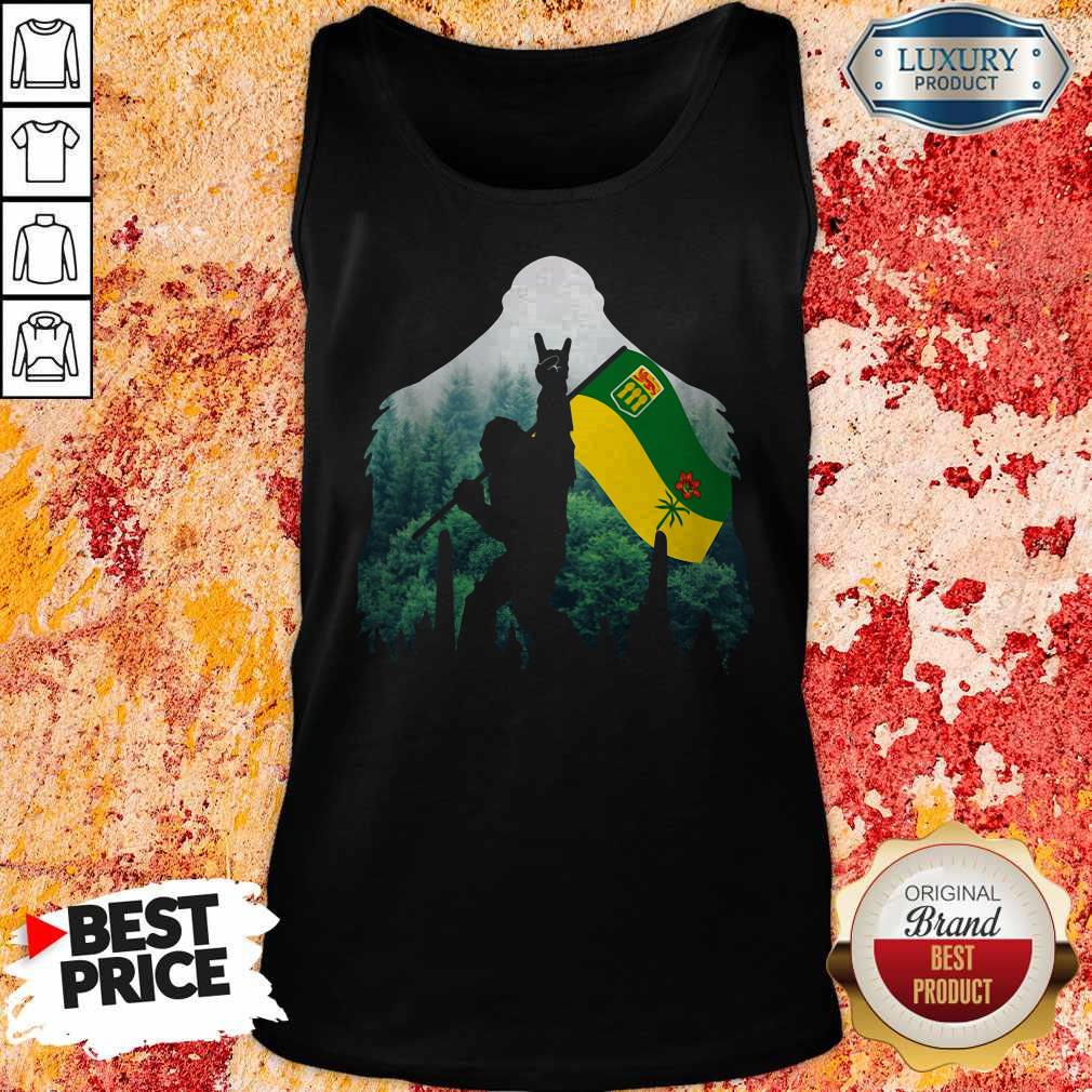 Bigfoot Saskatchewan Flag In The Forest Shirt - Image 2