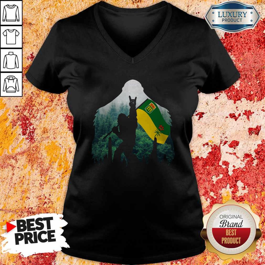 Bigfoot Saskatchewan Flag In The Forest Shirt - Image 5