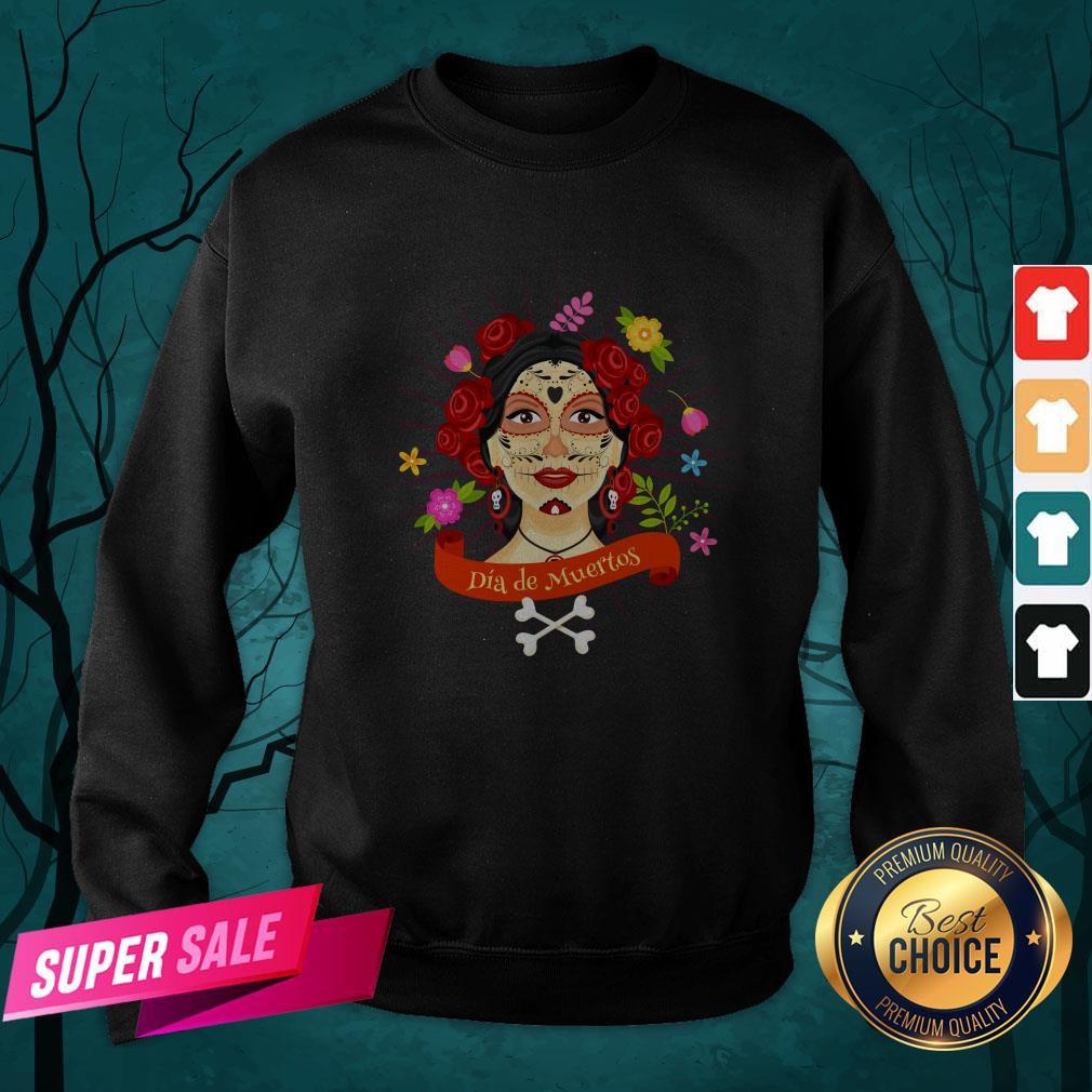Sugar Skull Woman Dia De Muertos Day Of The Dead Shirt - Image 2