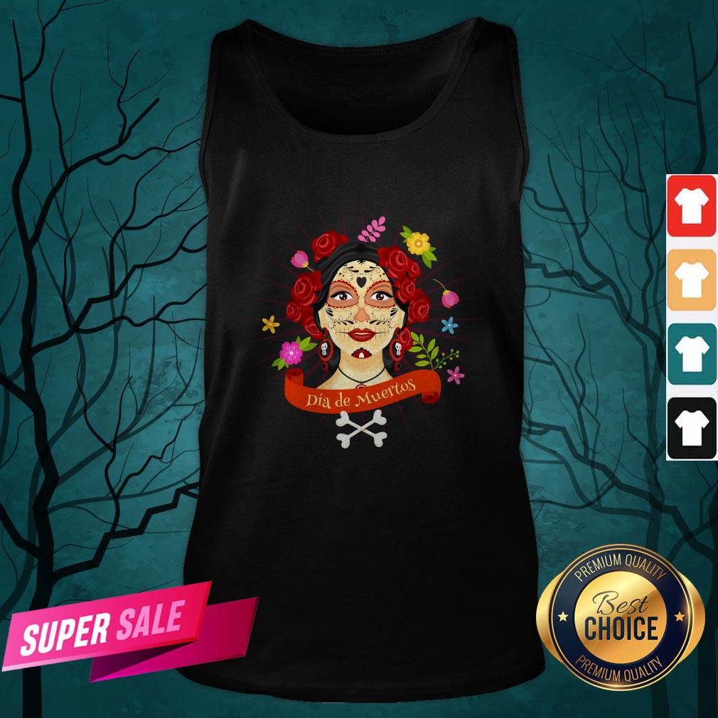 Sugar Skull Woman Dia De Muertos Day Of The Dead Shirt - Image 5