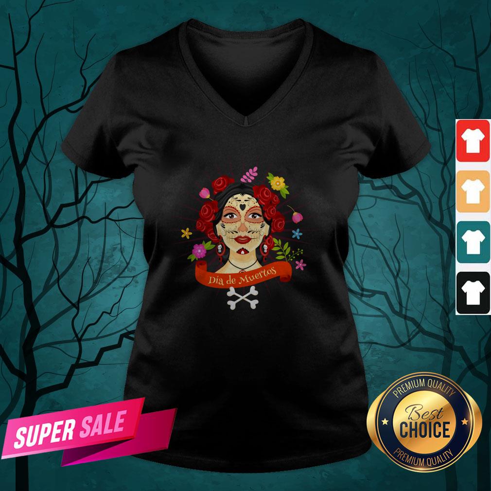 Sugar Skull Woman Dia De Muertos Day Of The Dead Shirt - Image 4