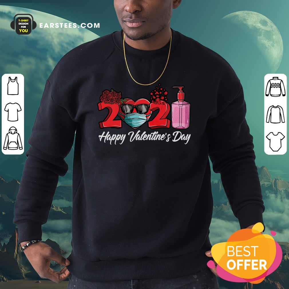 Funny 2021 Face Mask Happy Valentines Day Shirt - Image 5