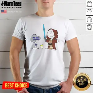 Hot Charlie Brown Snoopy Woodstock Star Wars R2 D2 BB 8 Mashup Character Shirt