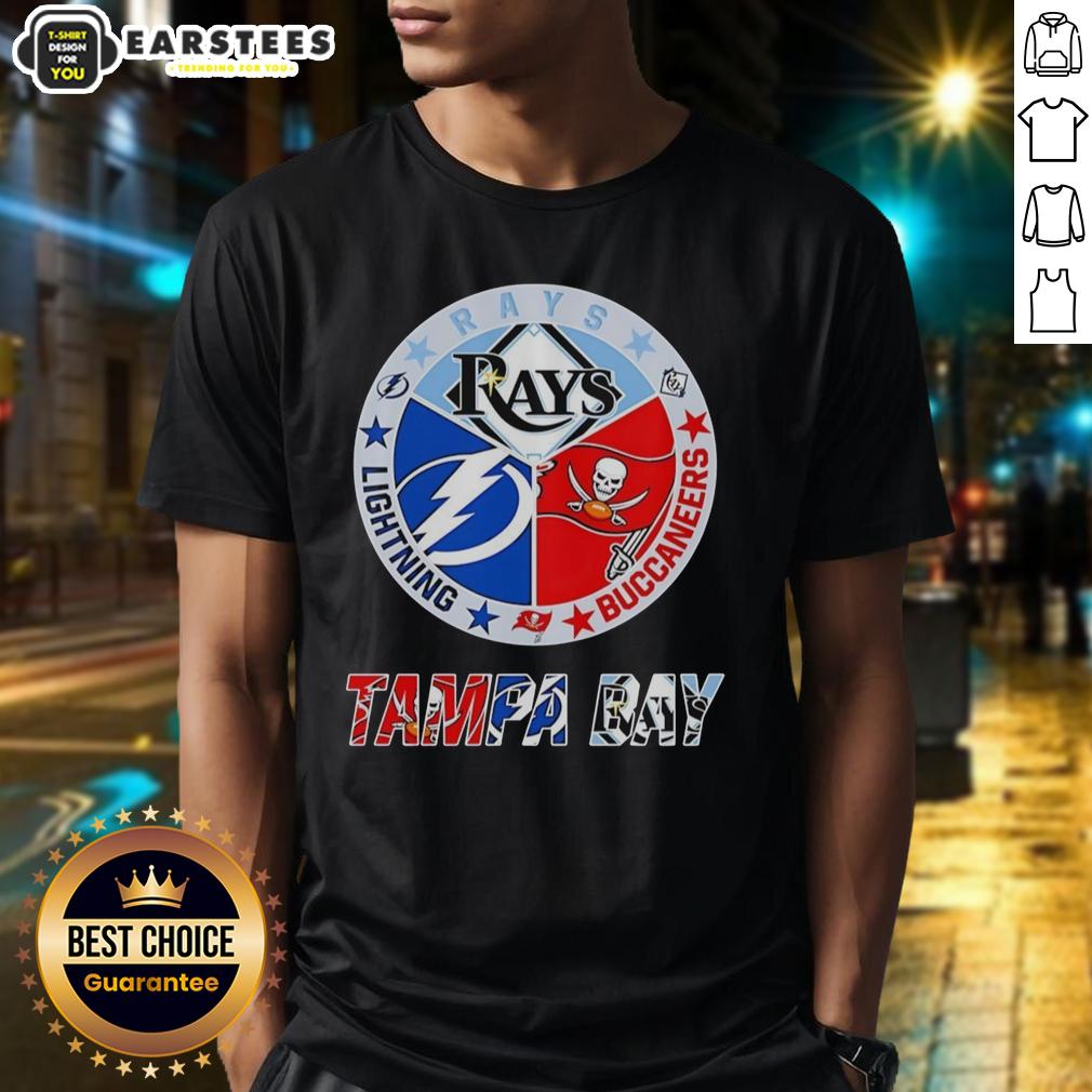 Hot Tampa Bay Rays Tampa Bay Lightning And Tampa Bay Buccaneers Mashup Logos Team T-Shirt