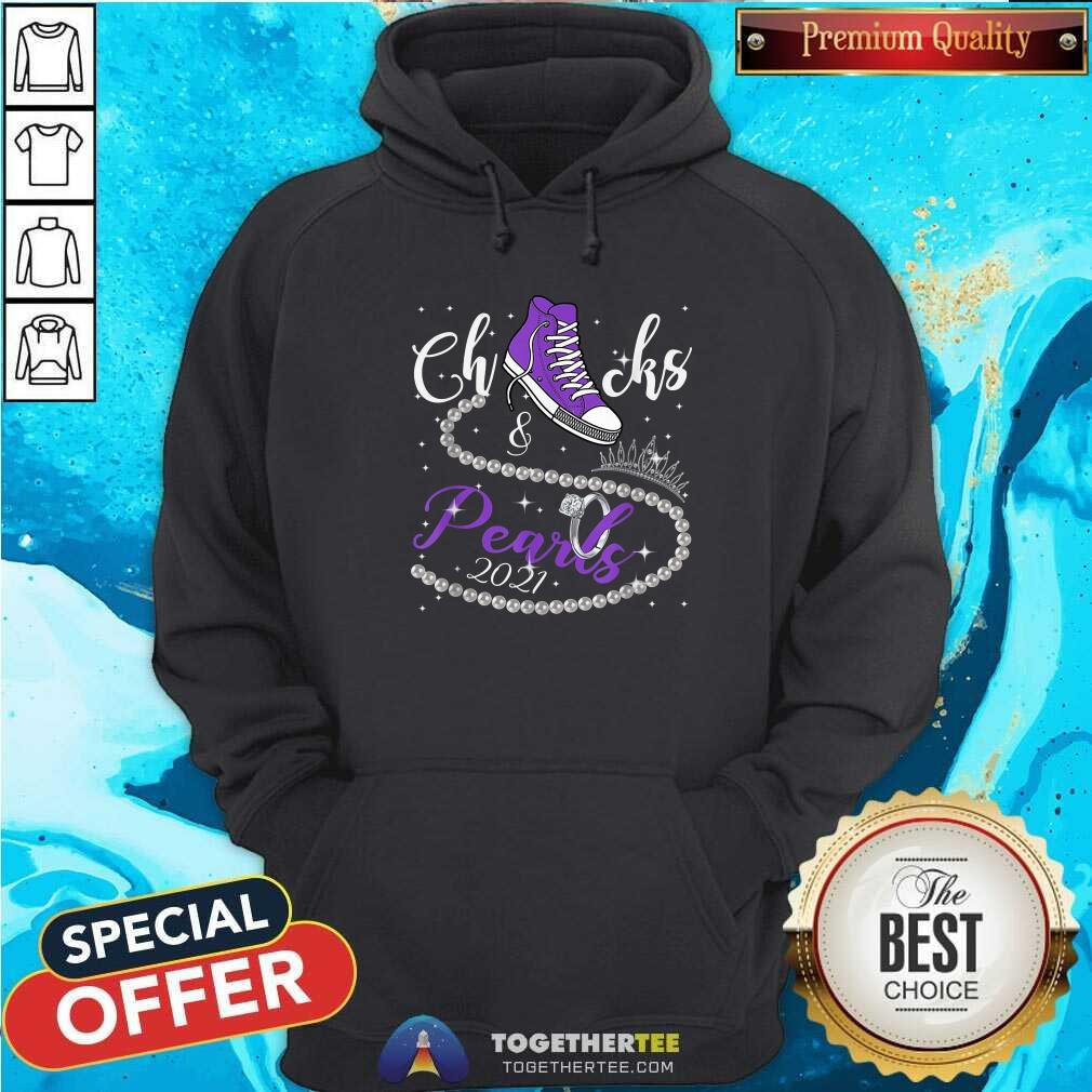 Nice Kamala Harris Chucks And Pearls 2021 Purple Converse Tee Shirt - Image 2