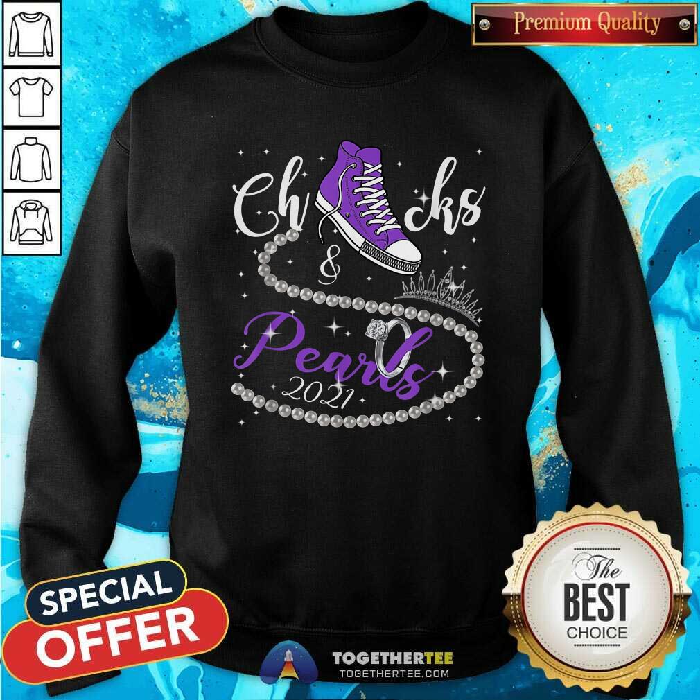 Nice Kamala Harris Chucks And Pearls 2021 Purple Converse Tee Shirt - Image 5