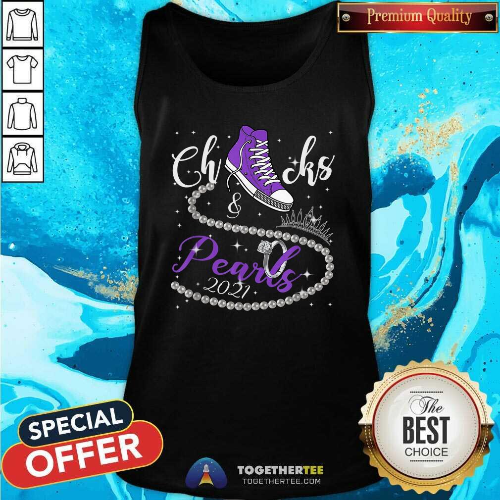 Nice Kamala Harris Chucks And Pearls 2021 Purple Converse Tee Shirt - Image 4