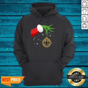 Alternative view of Nice The Grinch Christmas Ornament New Orleans Saints Sweat Shirt