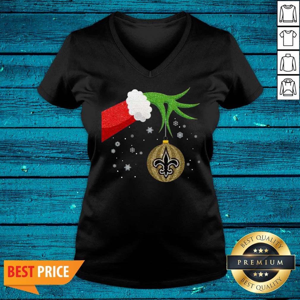 Nice The Grinch Christmas Ornament New Orleans Saints Sweat Shirt - Image 4