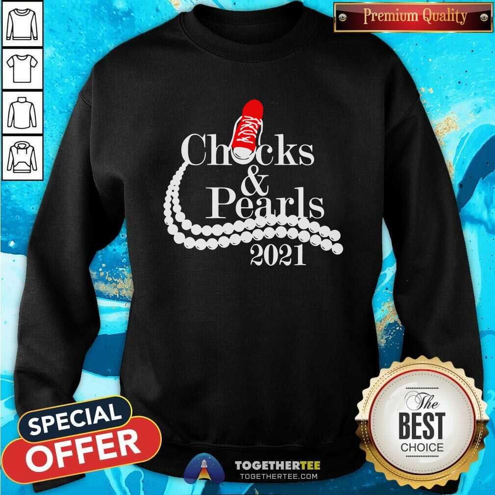 Official Kamala Harris Chucks And Pearls 2021 Red Converse Shirt - Image 4