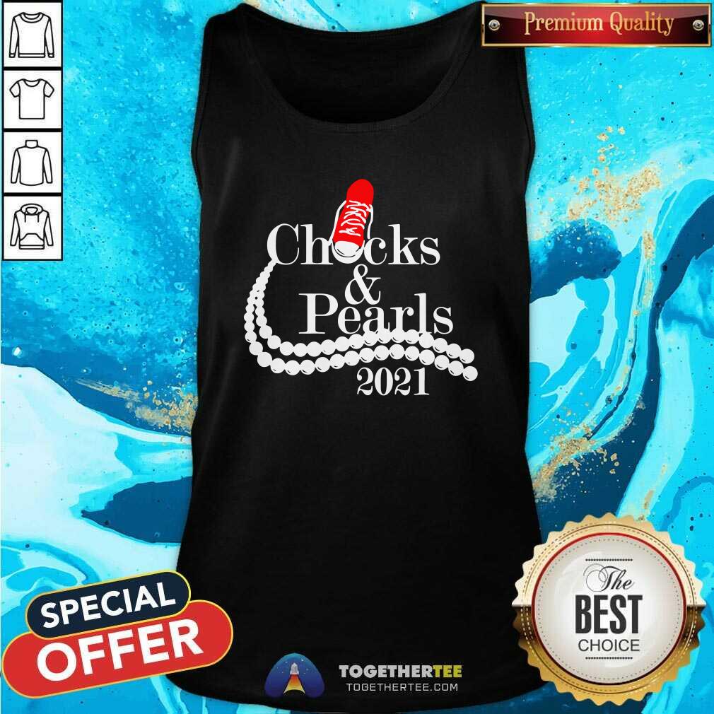 Official Kamala Harris Chucks And Pearls 2021 Red Converse Shirt - Image 3