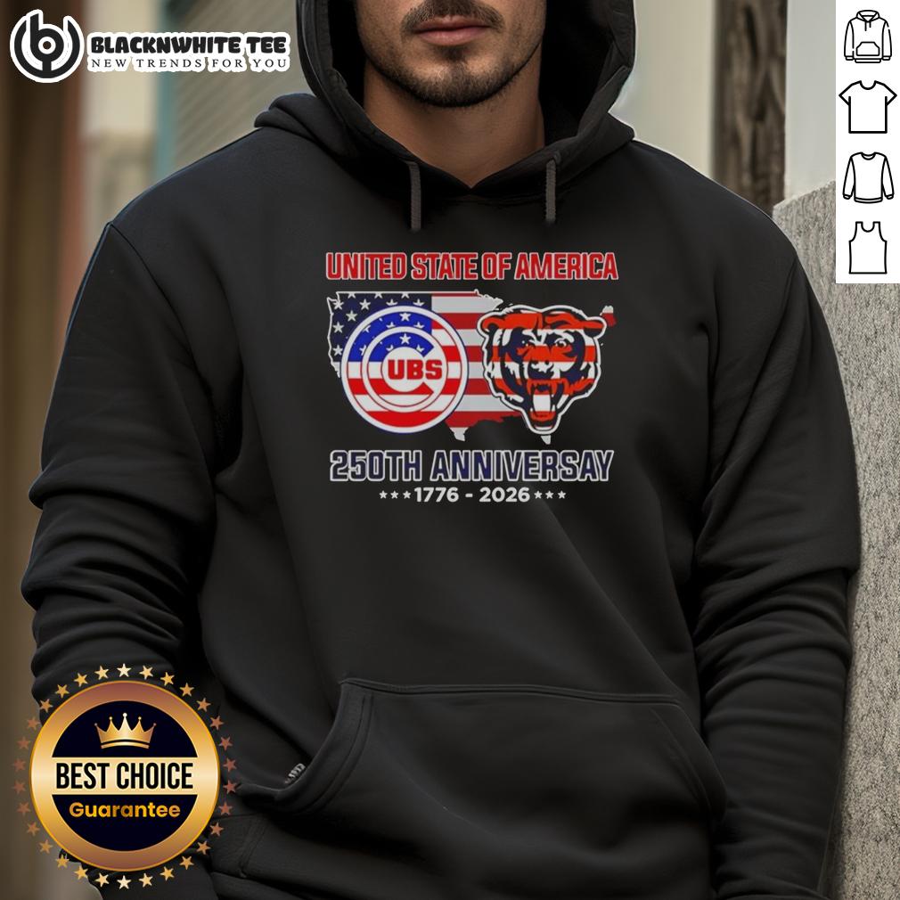 Original Chicago Sport Teams Usa 250th Anniversary 1776 2026 Map Flag T-Shirt - Image 2