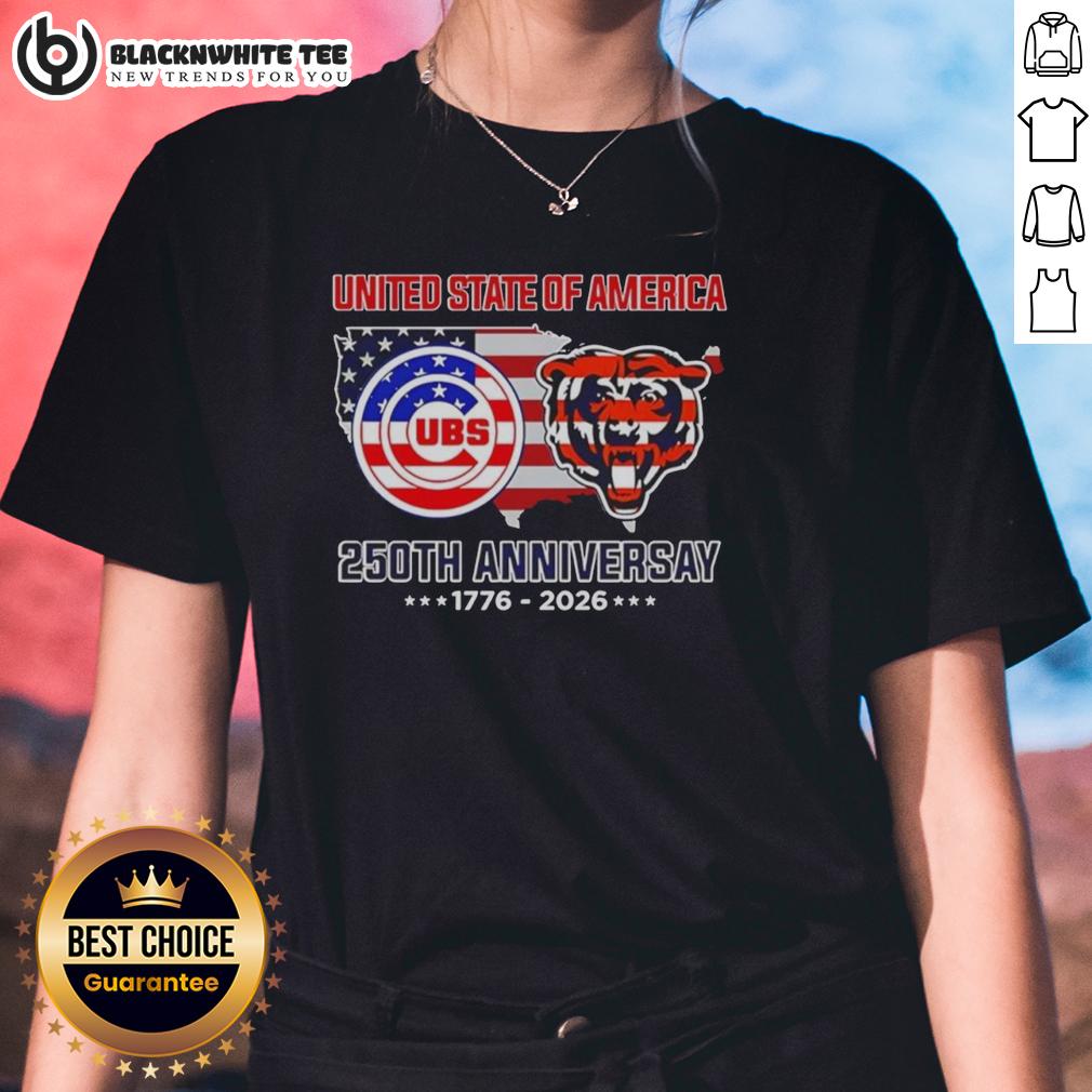 Original Chicago Sport Teams Usa 250th Anniversary 1776 2026 Map Flag T-Shirt - Image 3