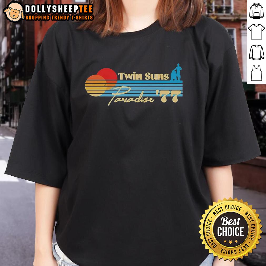 Top Twin Suns Paradise 1977 Vintage T-Shirt - Image 3
