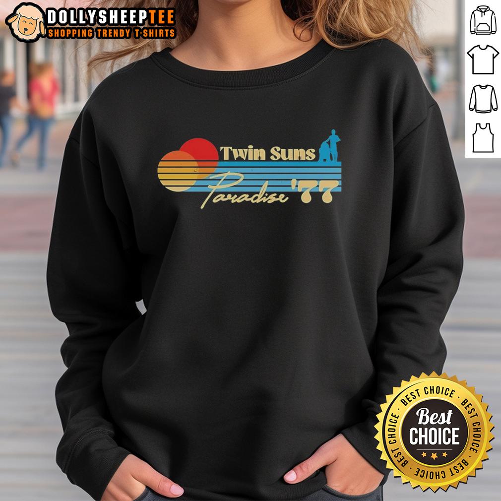 Top Twin Suns Paradise 1977 Vintage T-Shirt - Image 5