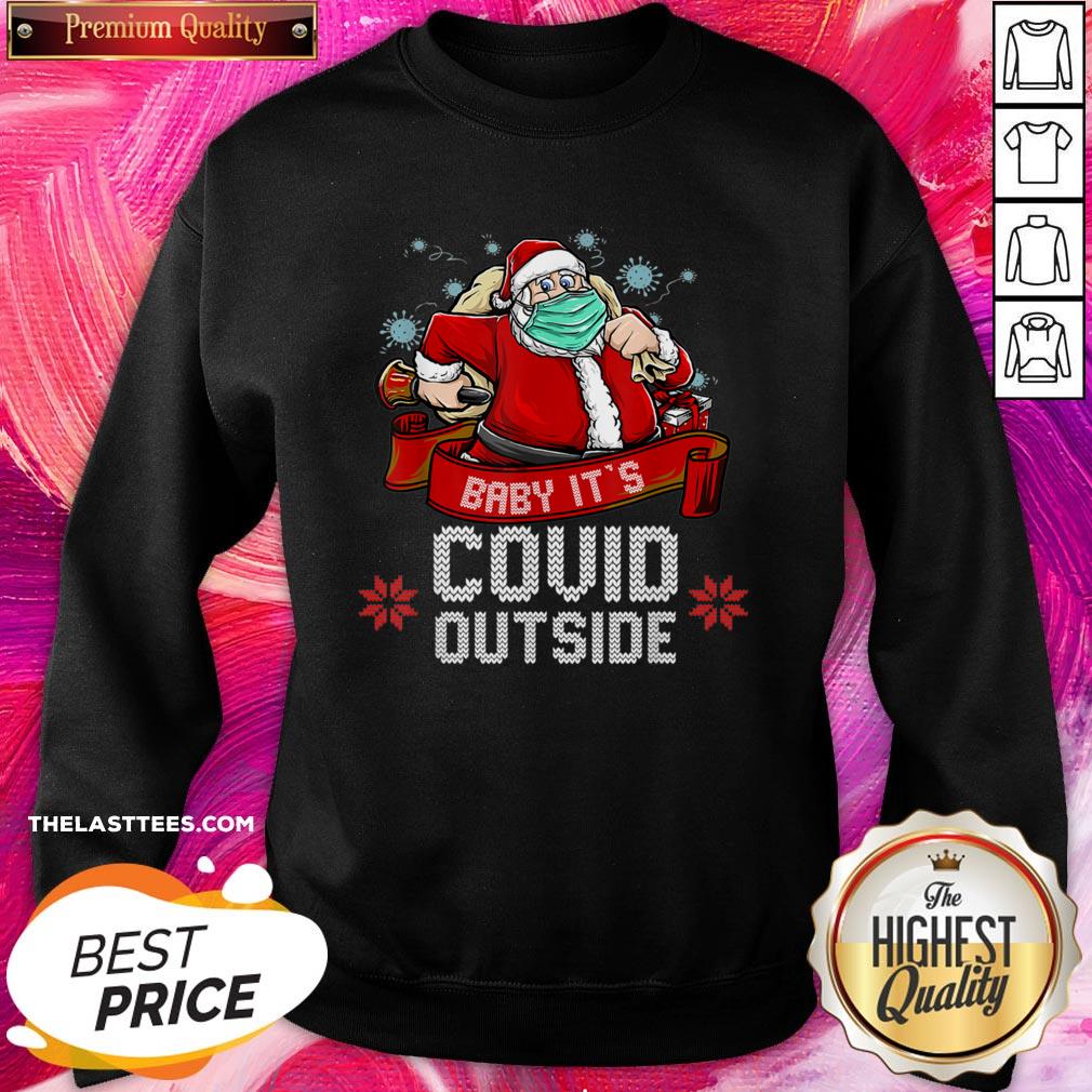 Nice Baby It’s Covid Outside Funny Santa Claus Christmas 2020 Shirt - Image 4