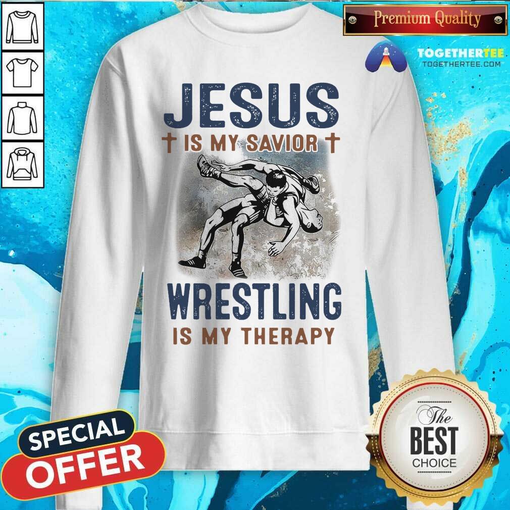 Top Jesus Is My Savior Wrestling Is My Therapy Shirt - Image 4