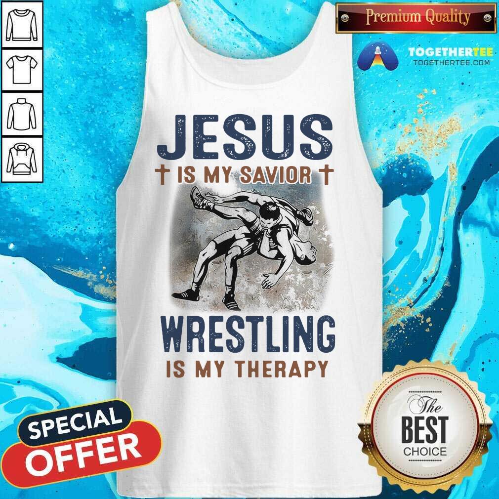 Top Jesus Is My Savior Wrestling Is My Therapy Shirt - Image 3