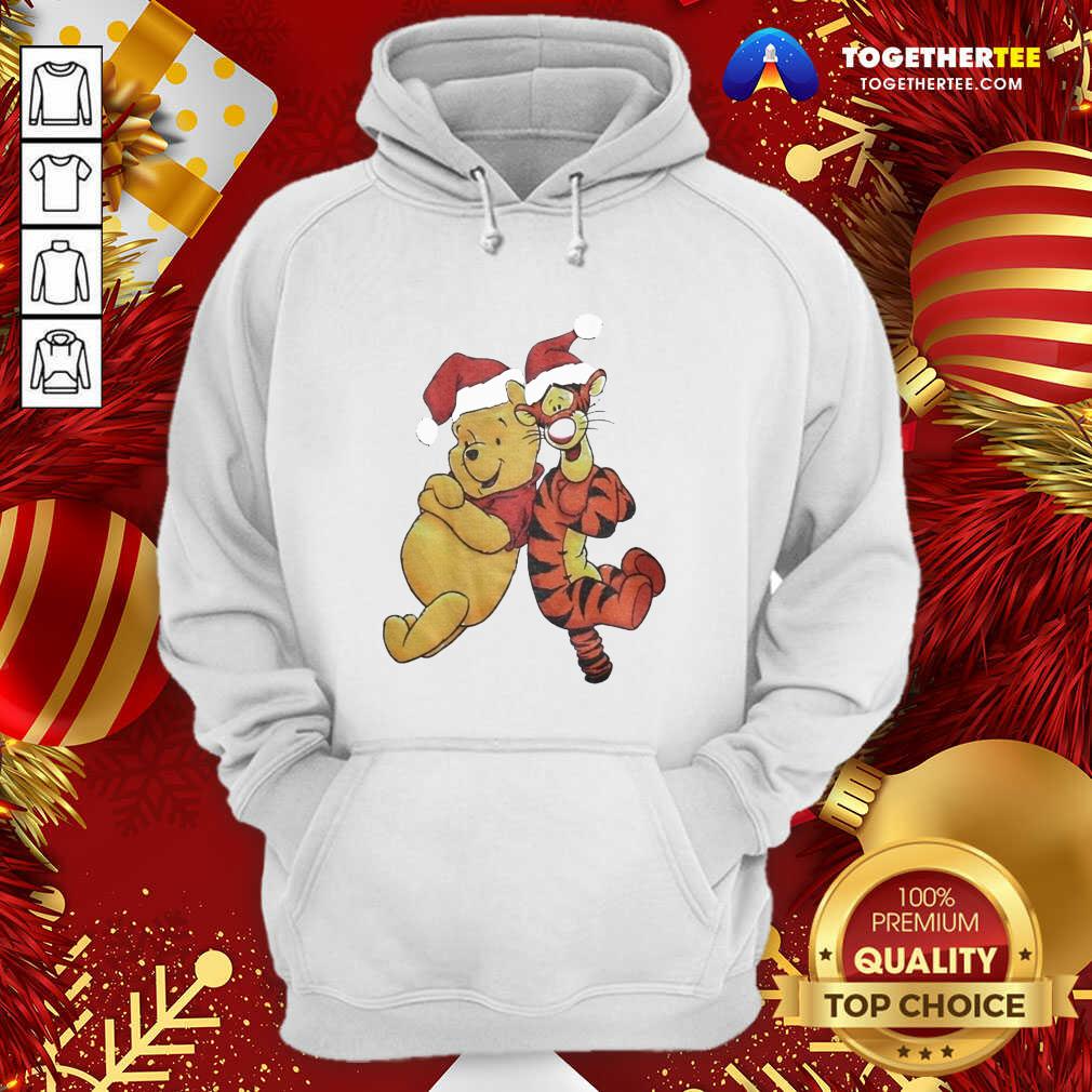 Cute Pooh And Tiger Hat Santa Happy Merry Christmas Shirt - Image 4