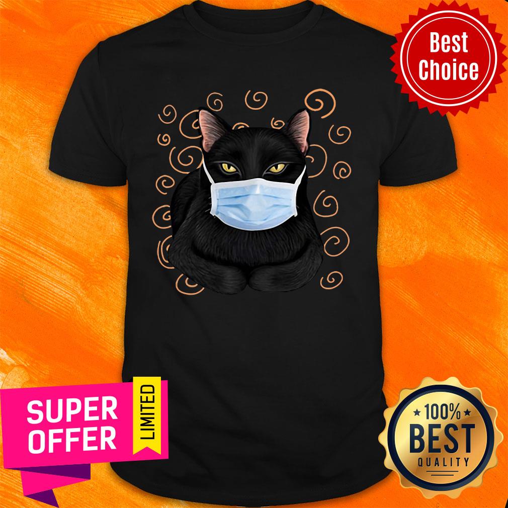 Black Cat Wear Face Mask Shirt