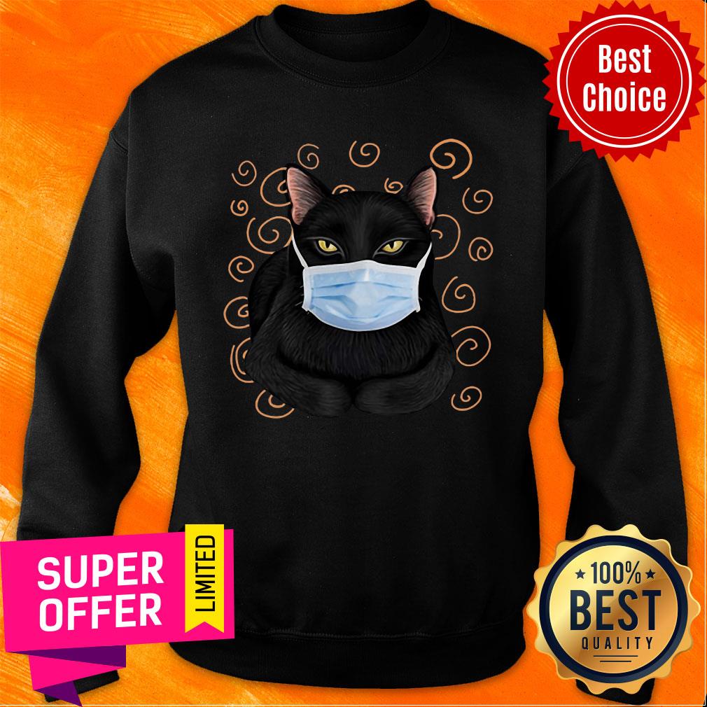 Black Cat Wear Face Mask Shirt - Image 4