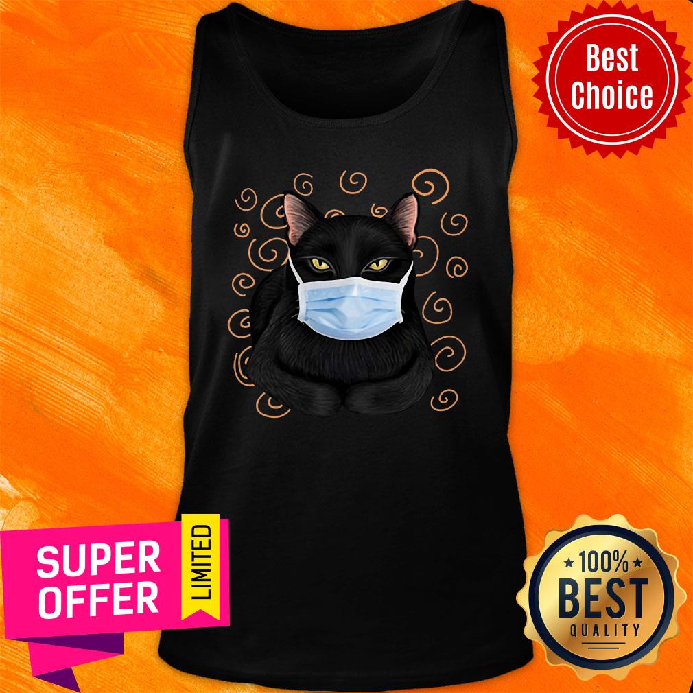 Black Cat Wear Face Mask Shirt - Image 3