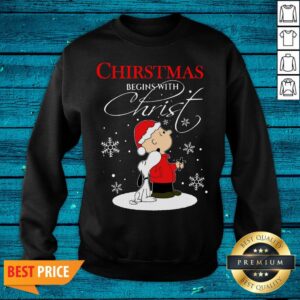 Alternative view of Cute Snoopy And Charlie Brown Christmas Begins With Christ Shirt