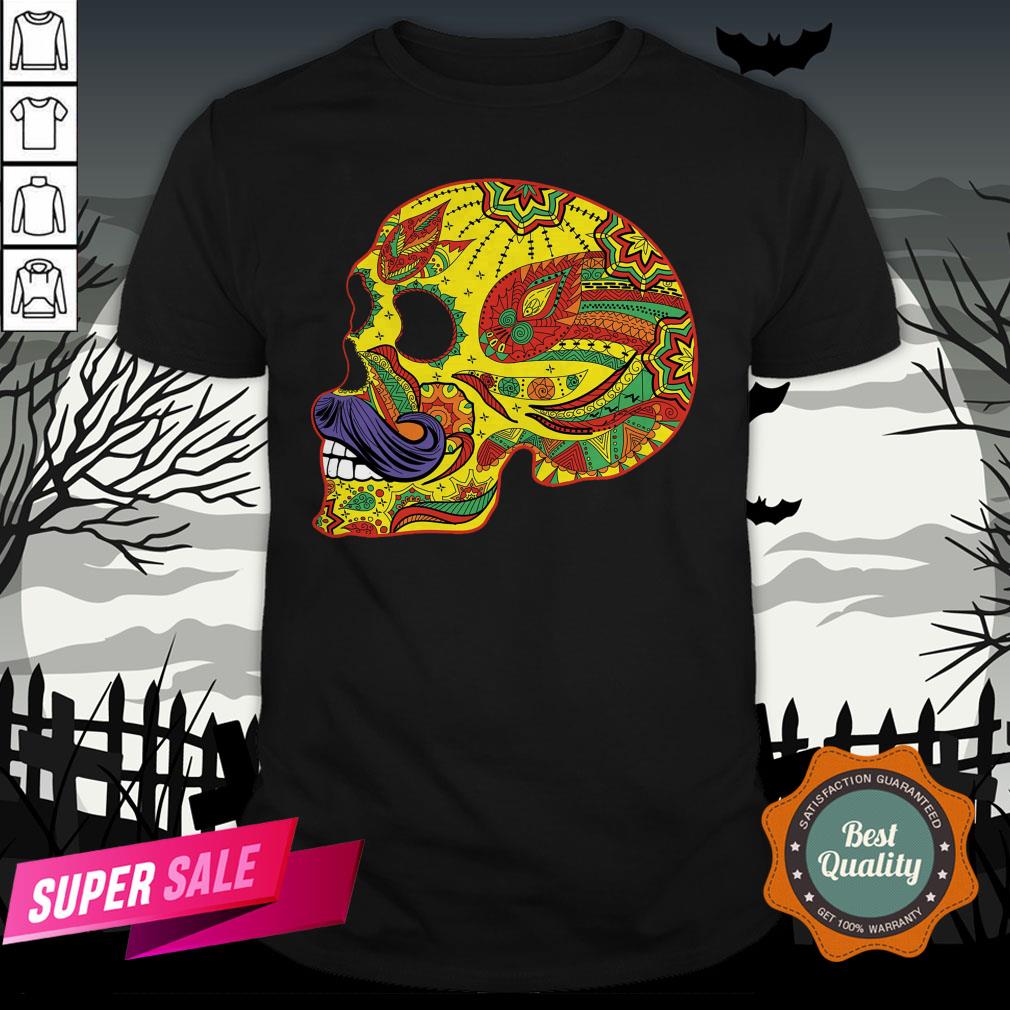Sugar Skull Mustache - Cinco De Mayo Day Dead T-Shirt