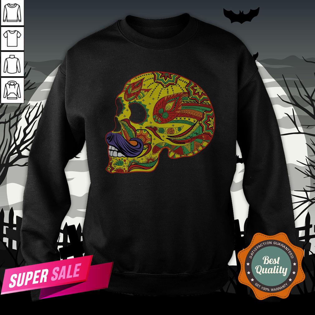 Sugar Skull Mustache - Cinco De Mayo Day Dead T-Shirt - Image 4