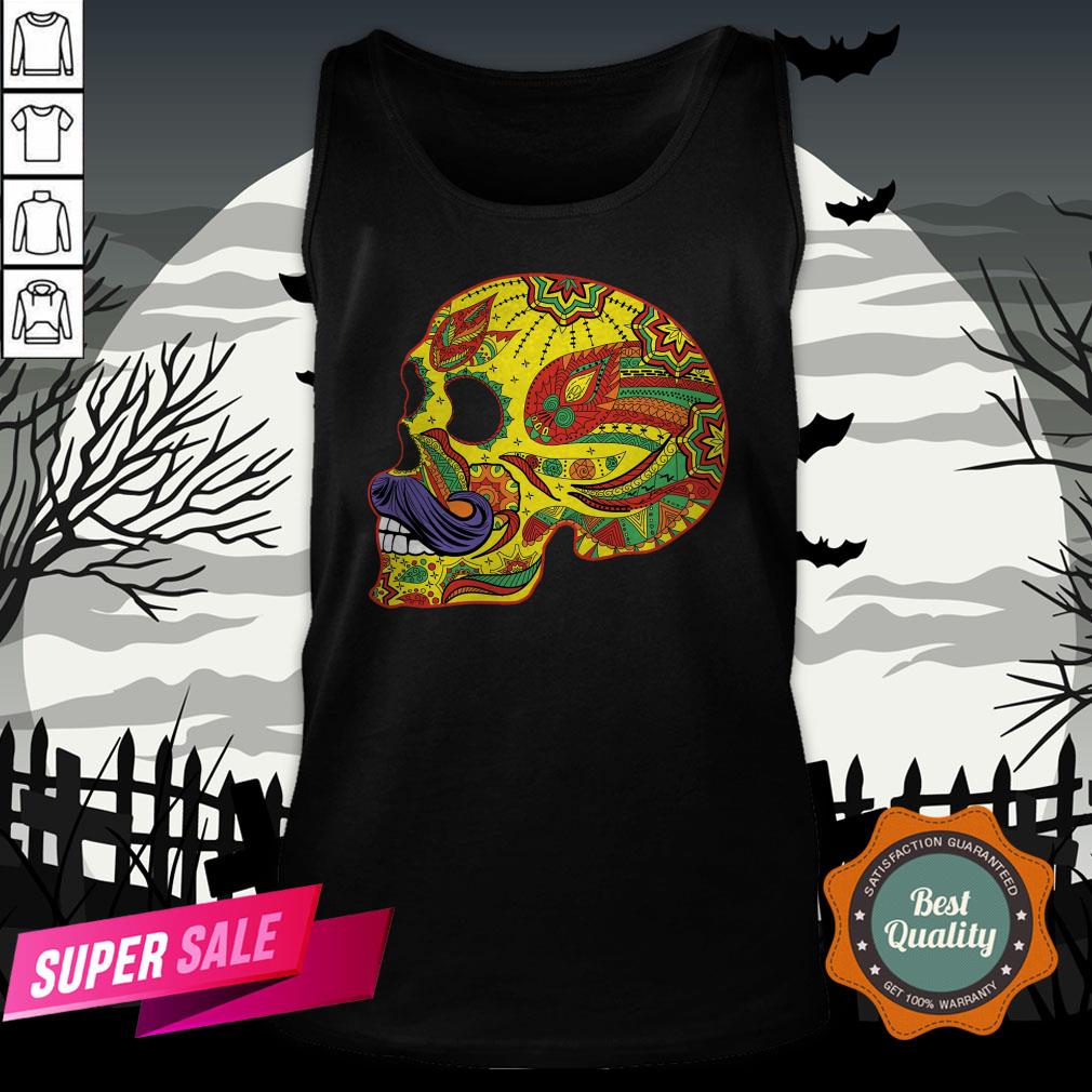 Sugar Skull Mustache - Cinco De Mayo Day Dead T-Shirt - Image 3