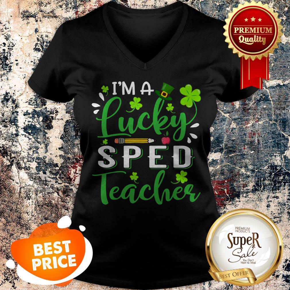 Nice I’m A Lucky SPED Teacher Shamrock Top Hat St Patrick’s Day T-shirt - Image 3