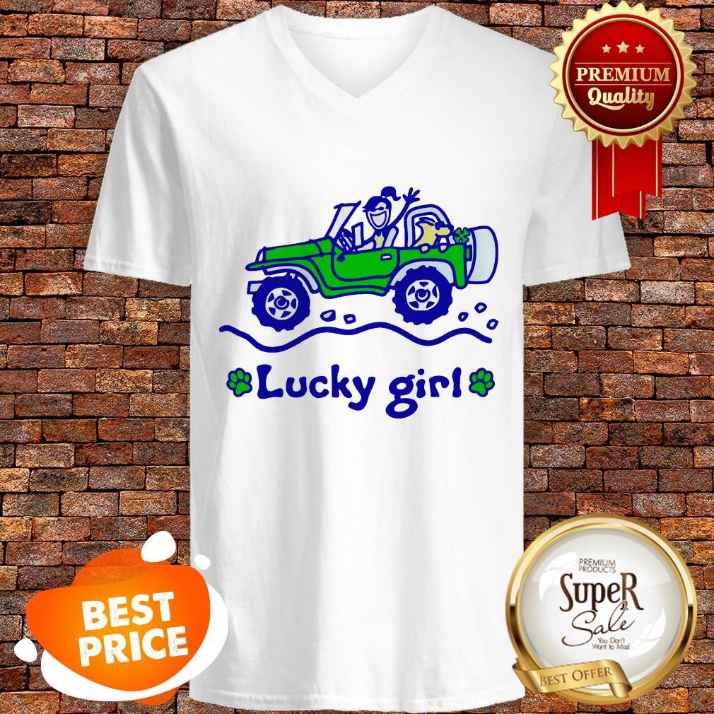 Nice Jeep Car Lucky Girl St. Patrick’s Day Shirt - Image 2