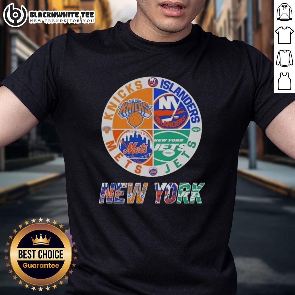 Original New York City Sports Knicks Islanders Jets Mets Logos Combine T-Shirt