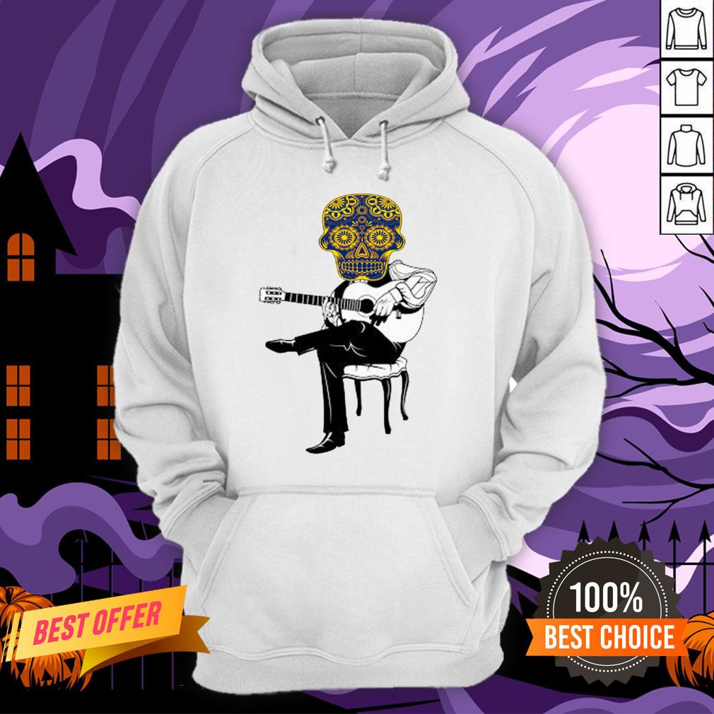 Sugar Skull Playing Guitar Day Of The Dead Shirt - Image 5