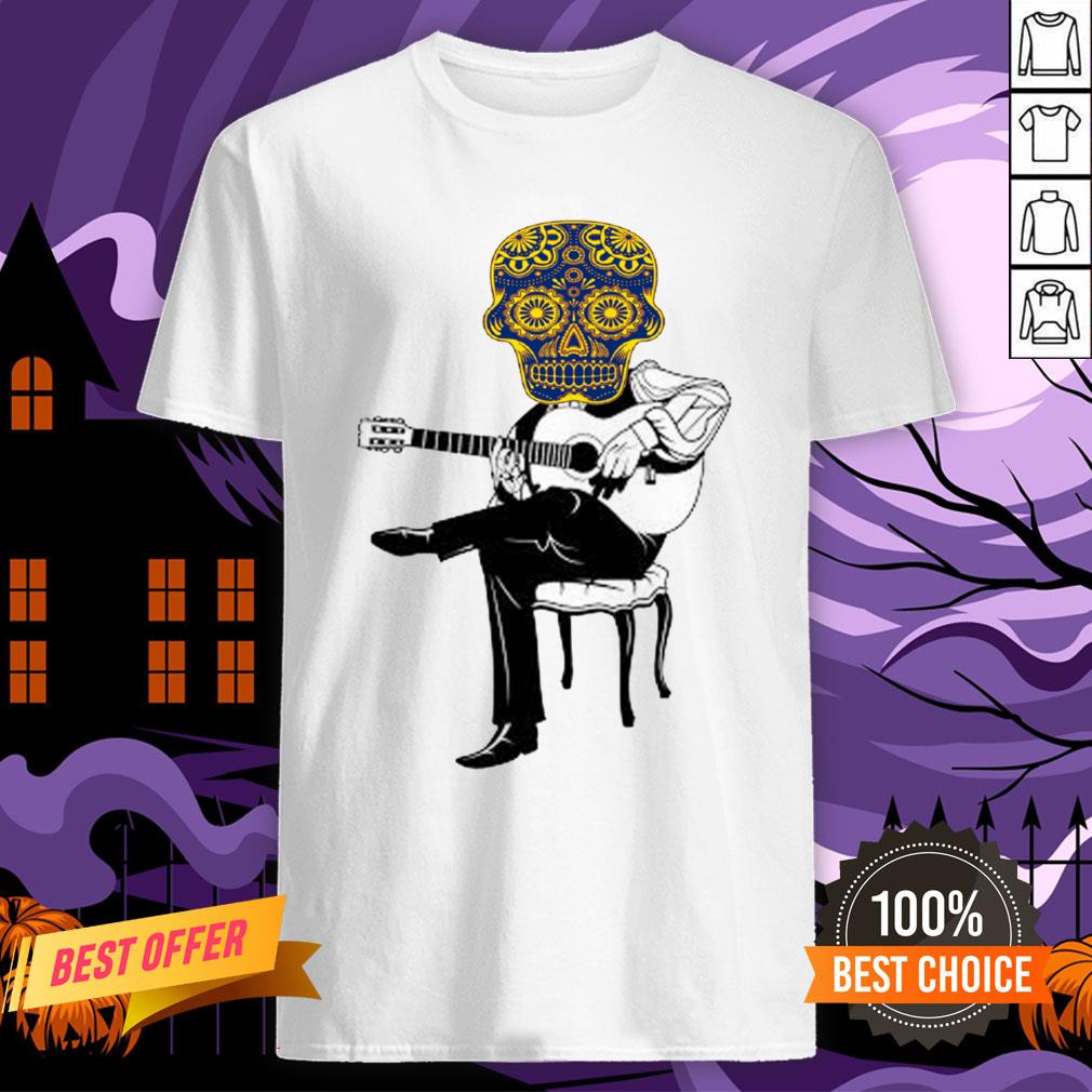 Sugar Skull Playing Guitar Day Of The Dead Shirt