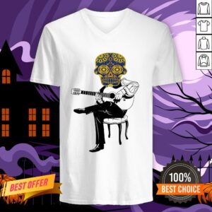 Alternative view of Sugar Skull Playing Guitar Day Of The Dead Shirt