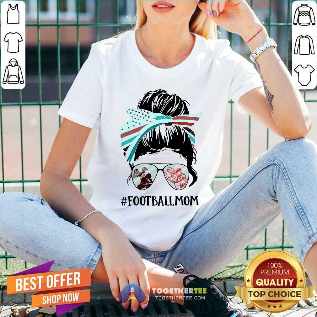 Football Mom Messy Bun Girl Shirt - Image 3