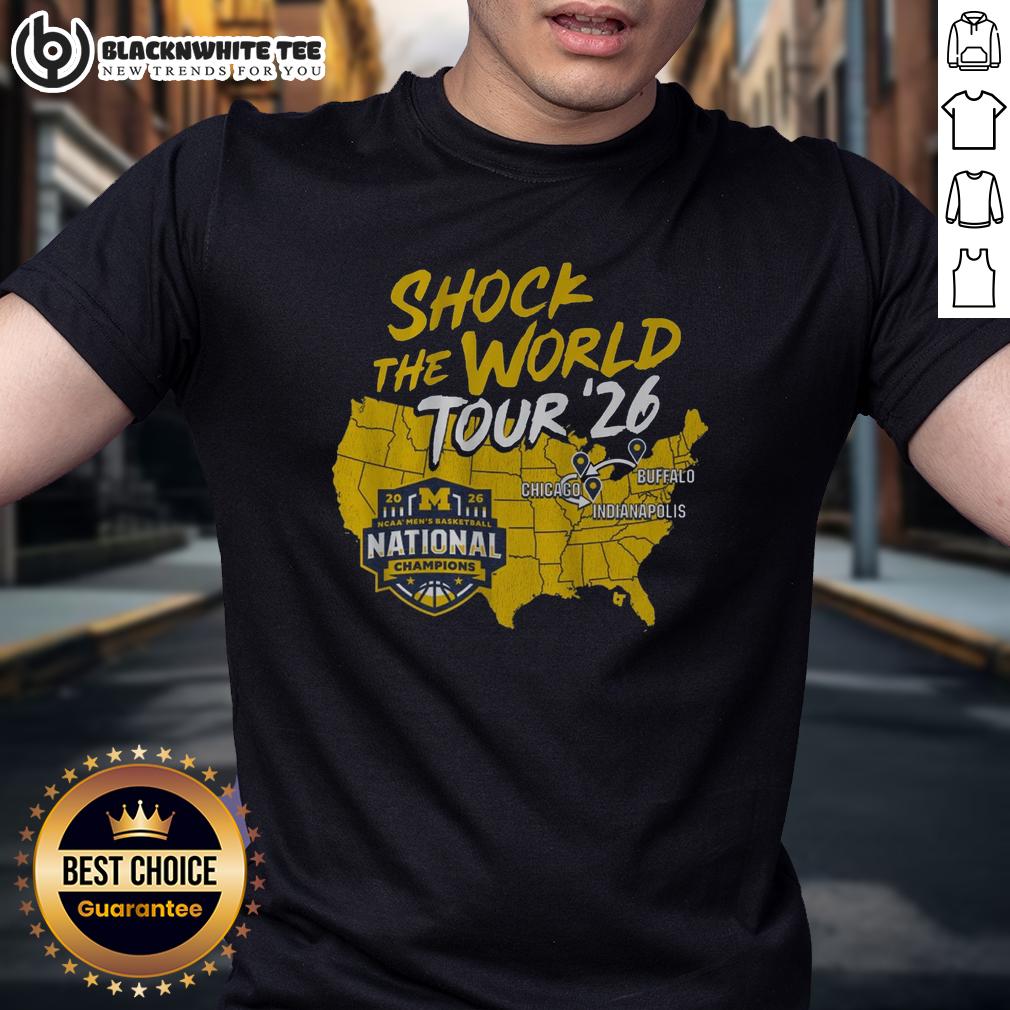 Awesome Michigan Wolverines MBB 2026 National Champions Shock The World Tour T-Shirt