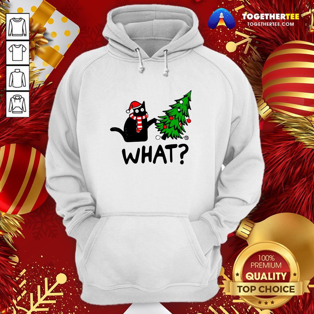 Funny Black Cat What Merry Christmas Tree Shirt - Image 5