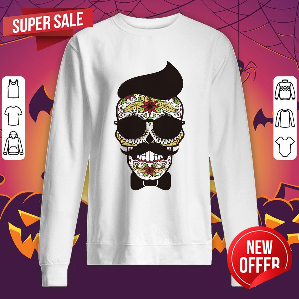 Funny Sugar Skull Gentlemen Day Of Dead Dia De Muertos Shirt - Image 2