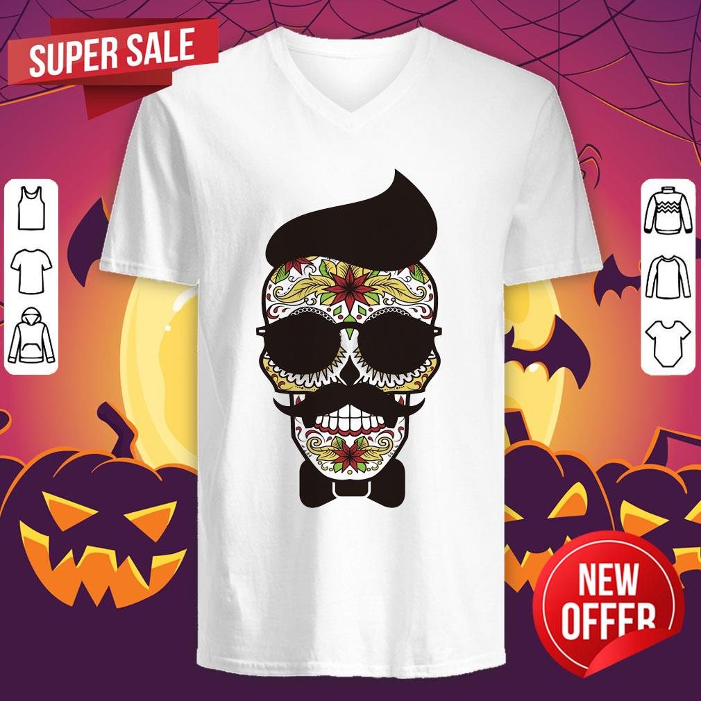 Funny Sugar Skull Gentlemen Day Of Dead Dia De Muertos Shirt - Image 4