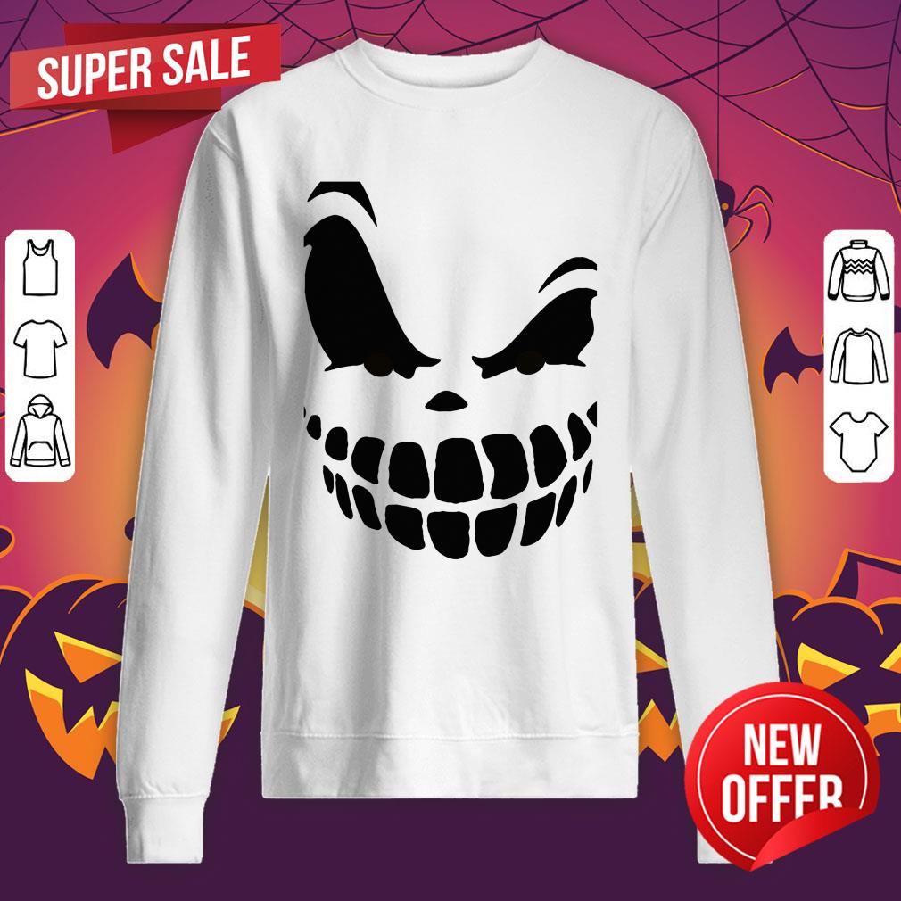 Scary Carved Pumpkin Jack O Lantern Face Day Of Dead Halloween Shirt - Image 2