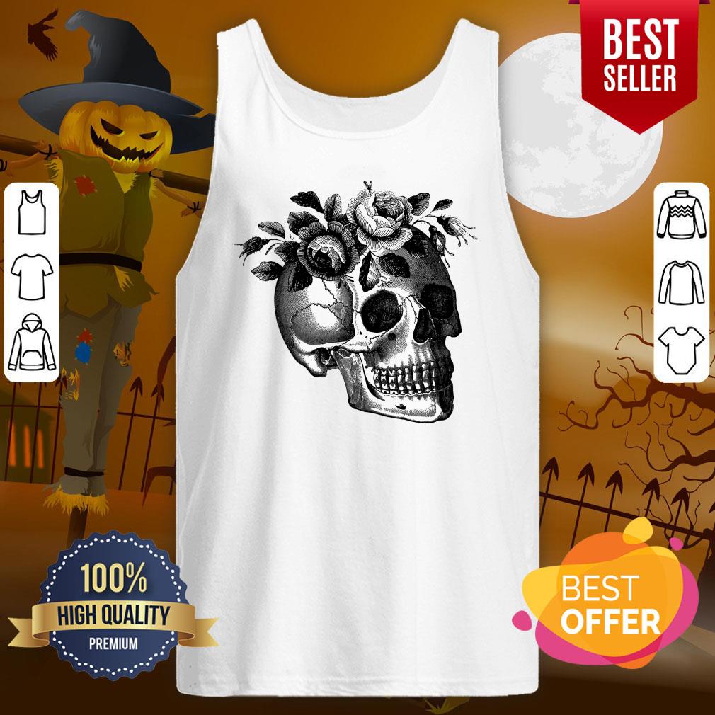Floral Mortis Skull Day Of Dead Muertos Shirt - Image 3
