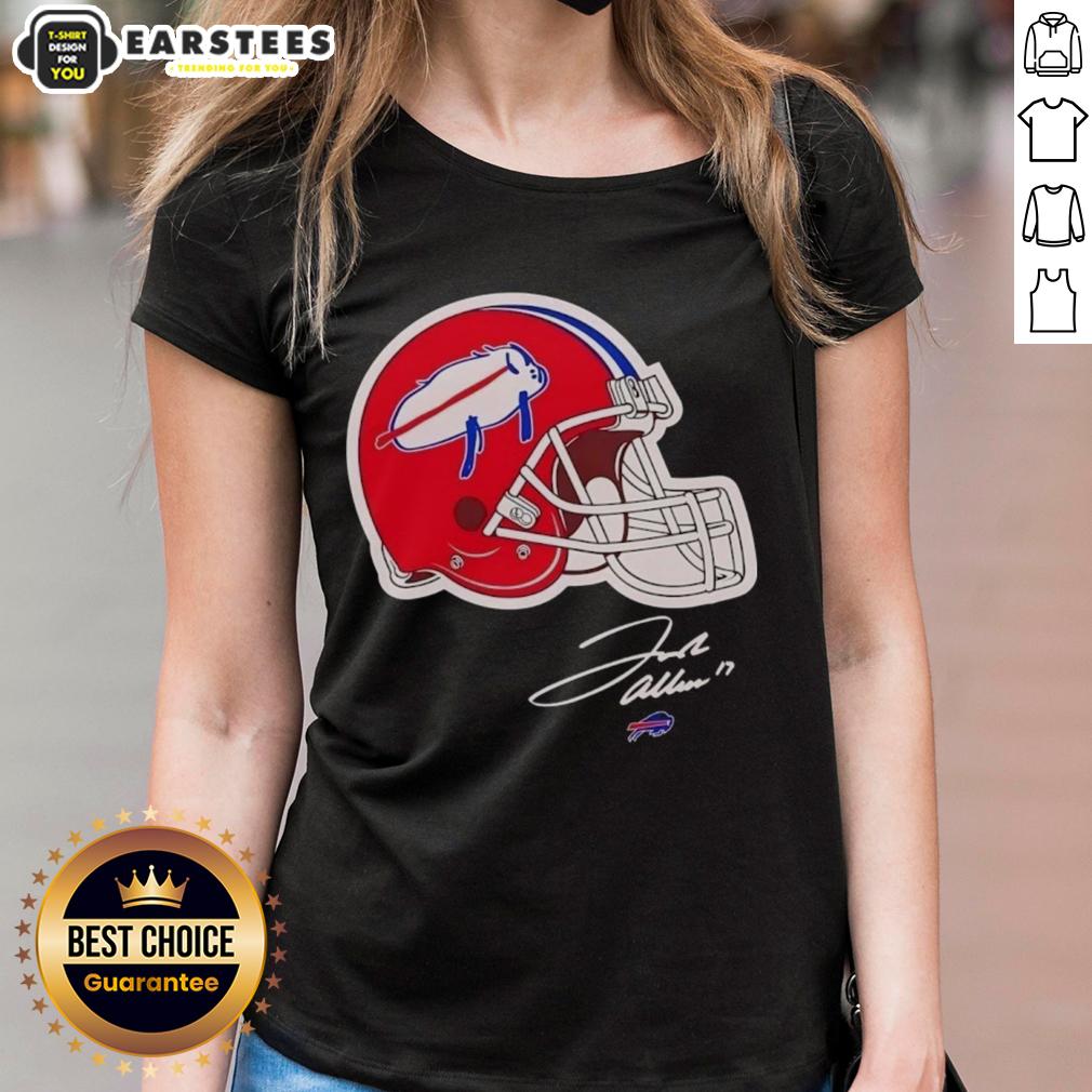 Top Josh Allen Buffalo Bills Helmet Signature T-Shirt - Image 3
