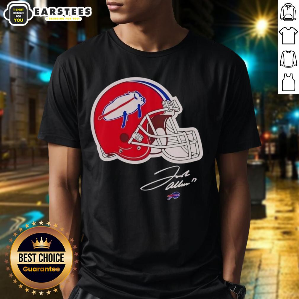 Top Josh Allen Buffalo Bills Helmet Signature T-Shirt